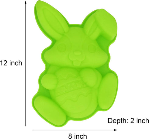 Bunny Holding Egg Cake Pan, BPA Free and Non-Stick Rabbit Silicone Bakeware Mold for Baking Easter Day Party Cake Dessert (Random Color)...