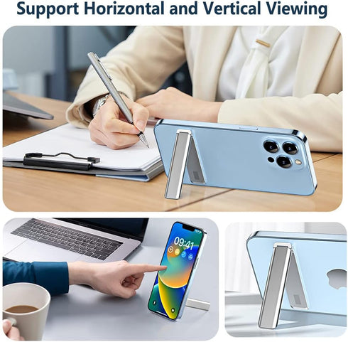 Cell Phone Kickstand,Vertical and Horizontal Aluminum Phone Stand for Desk,Adjustable Phone Holder Stand for Desk Compatible with iPhone 14/13/12/...