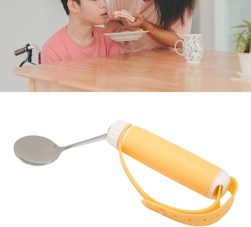 Special Supplies Adaptive Utensils,ANGGREK Eating Aids Spoon Easy Grip Stainless Steel Eating Aids Spoon Tableware Adaptive Utensils...