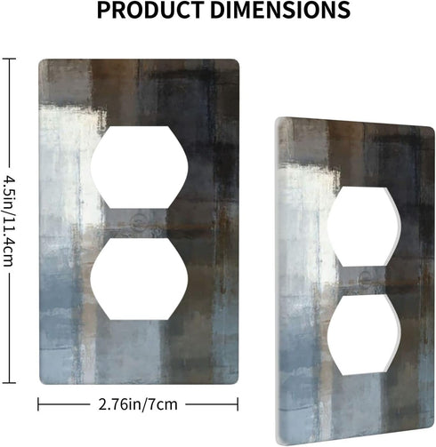 Grey Black Abstract Decorative Duplex Outlet Covers Wall Plate for Electrical Receptacle Kitchen Bedroom Bathroom Home Decor 2.76" X 4.5"...