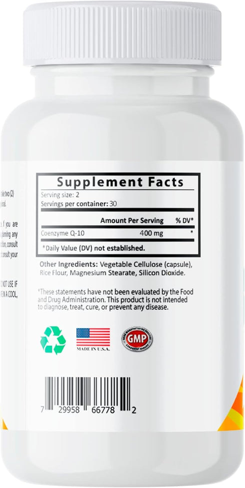 CoQ10 Powerful Antioxidant, Support Wellness Functions, Promotes Energy (Capsules 400mg)...