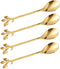 Gold Leaf Coffee Spoon Set of 4, Ice-Cream Tea Stirring Spoons 4.7 Inches Retro Dessert Demitasse Espresso Spoons Cutlery Kitchen Tableware (4 Spo...