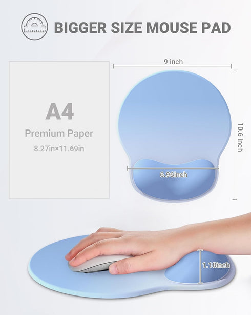 Ergonomic Mouse Pad Wrist Support, Comfortable Mouse Pad Wrist Rest, Relieve Wrist Pain Gel Mouse pad, Non-Slip Rubber Base Mousepad for Laptop, C...