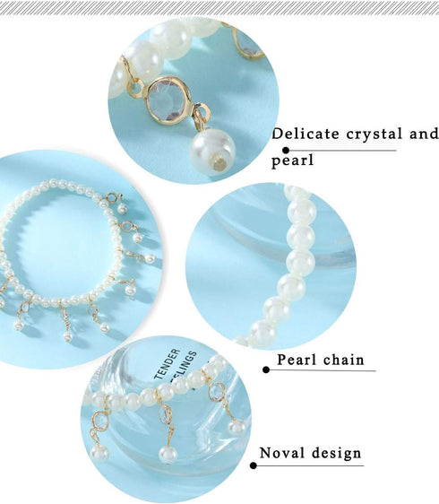O Jeweky Boho Pearl Anklets Gold Crystal Ankle Bracelets Chain Beach Foot Jewelry for Women...