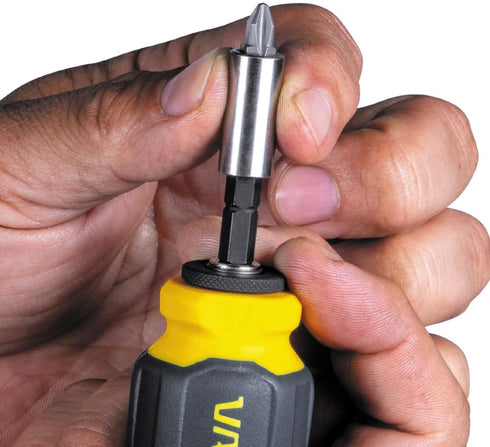 VACO VAC1080 Multi-Bit Stubby Screwdriver, Impact Driver, 8-in-1 Adjustable Magnetic Tool with Phillips, Slotted, and Square Bits...