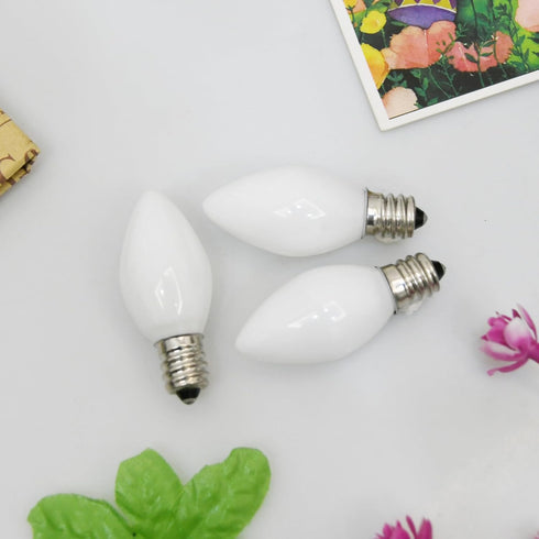 SUNSGNE C7 LED White Replacement Christmas Light Bulbs, 0.6W LED E12 Candelabra Base Bulbs - Great for Salt Lamp, Night Lights, Decorative Lights,...