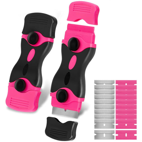 THINKWORK Razor Blade Scraper - Pink Razor Scraper Gift for Women, 2-in-1 Scraper Tool Set with 20Pcs Razor Blades for Removing Window Labels, Dec...