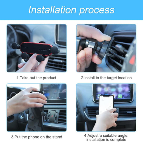 Phone Holder Mount for Car, Adjustable Durable Gravity Phone Holder for Air Vent with Clip, Compatible with 4-7" Mobile Phones, Devices, Fit for M...
