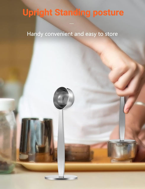 Two-in-One Stainless Steel Coffee Scoop Tamping Dual-Purpose Coffee Spoon Powder Hammer Tamper Multi Function Spoon Holder Coffee Tools for Measur...