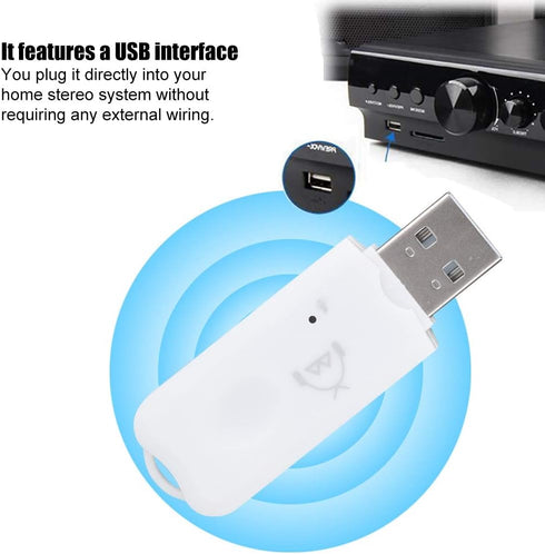 Mini USB Bluetooth Receiver Audio A2DP Music Wireless Adapter for Car AUX Mobile Phone Home Stereo System, Allows the Bluetooth Receiver to Pair w...