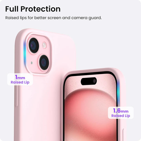 ORNARTO Compatible with iPhone 15 Plus Case 6.7", Slim Liquid Silicone 3 Layers Full Covered Soft Gel Rubber Cover Protective Phone Case with Anti...