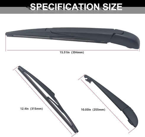 Triumilynn Rear Wiper Arm Blade for Toyota RAV4 2000-2005, Toyota Matrix 2003-2008, Highlander 2008-2013 Bras Essuie Glace Arriere # 85241-42040 8...