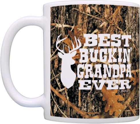 ThisWear Grandpa Gifts Hunting Camo Best Buckin' Grandpa Ever Gift 11oz Ceramic Coffee Mug with Handle Camo...