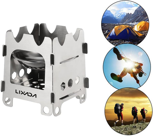 Lixada Camping Wood Stove Folding Lightweight Stainless Steel Wood Burning Stove Portable Backpacking Alcohol Stove for Outdoor Camping Hiking Pic...
