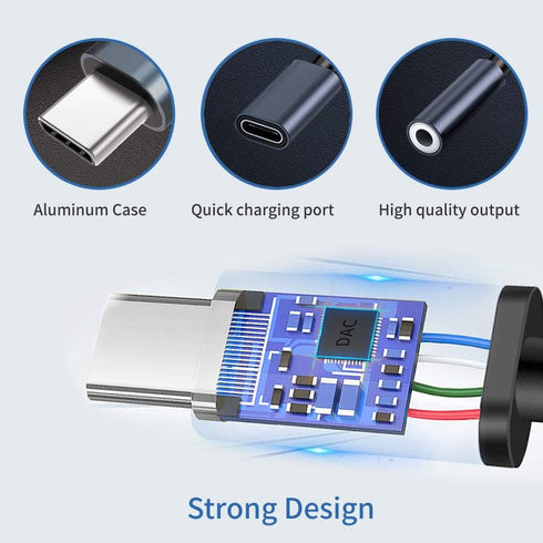 Xumee USB Type C to 3.5mm Headphone and charger adapter, 2-in-1 USB C to Aux Audio jack Hi-Res DAC and Fast Charging Dongle Cable Compatible with ...