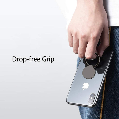 Ultra Slim Phone Ring Holder, Tomorotec Thin Cell Phone Ring Stand for Magnetic Car Mount with Black Car Mount Hook - for iPhone X XR XS 8 7 Plus ...