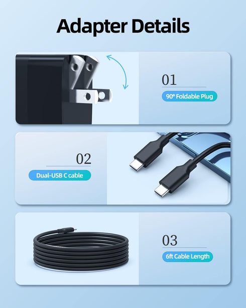 Foldable 20W Fast Charging Fit for Google Pixel Charger (Black)...