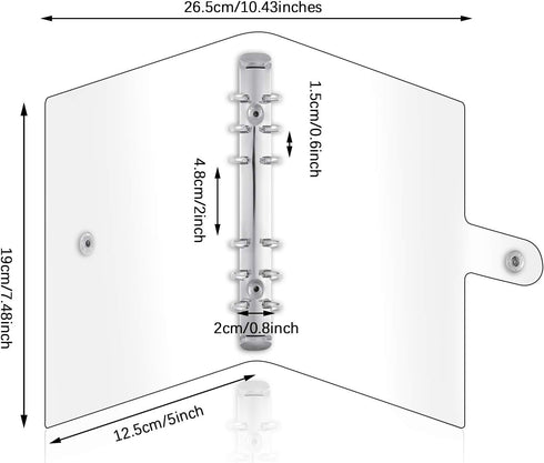 Zonon Clear A6 Binder Transparent Soft PVC 6 Ring Budget Binder Refillable Planner Binder Cover Protector Snap Button Closure Loose Leaf Folder fo...