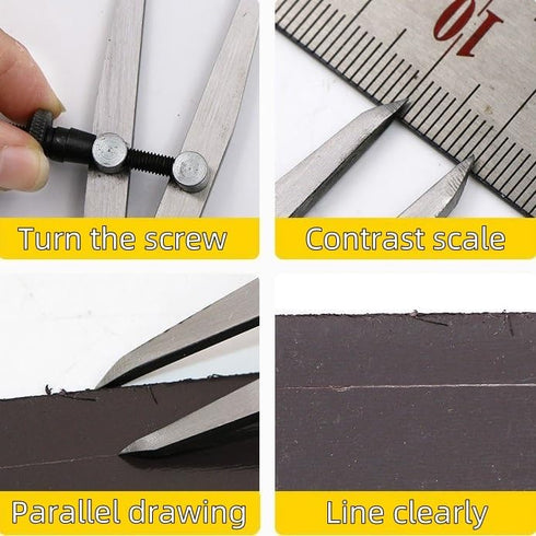 6 Inch Leather Compass Adjustable Lockable?Leather crafts Tools?Professional Compass for Geometry?Compass Drawing Tool (silvery 6 Inch)...