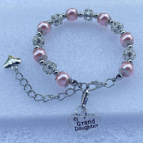 DOLON Gift for Granddaughter Bracelet Jewelry with Rhinestone Balls Faux Pearl...
