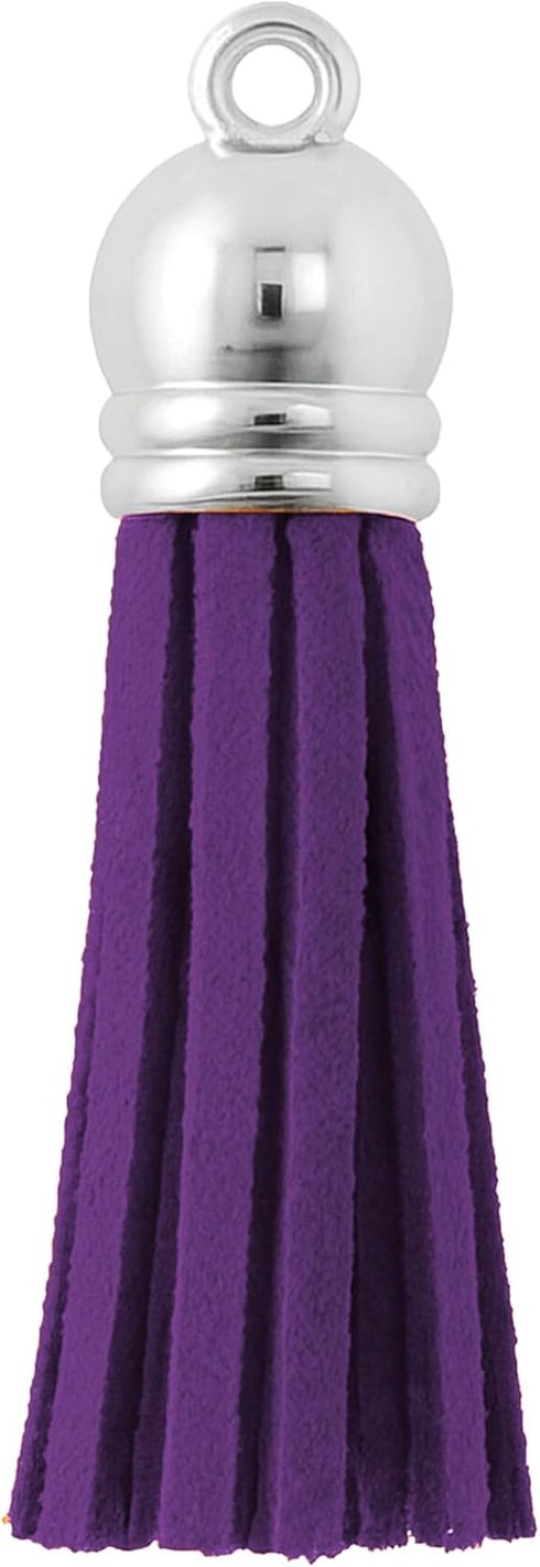 Mandala Crafts 100 Pcs Purple Faux Suede Tassels Bulk Keychain Making Supplies - Small Leather Tassels for Charms, Jewelry Making, and DIY Crafts...