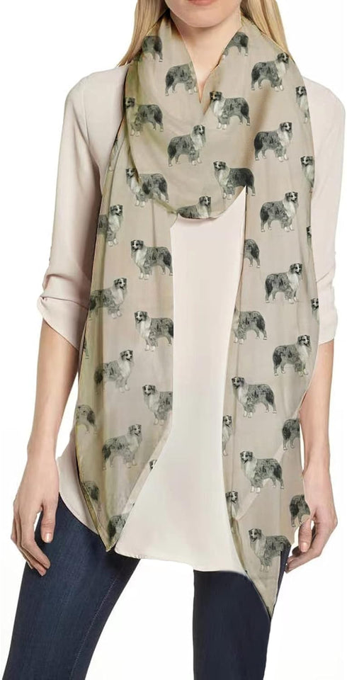 Lina & Lily Australian Shepherd Dog Print Women's Scarf Shawl Wrap Lightweight...