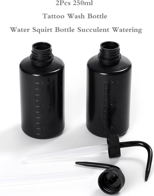 2Pcs Tattoo Wash Bottle 250ml | 8oz Squirt Succulent Watering Safety Rinse Bottle Watering Tools for Medical Cleaning Washing Bottle Black...