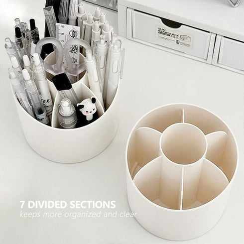 Rotating Pen Holder for Desk, Cute Desk Pencil Holder Cup for Home Office School, White Makeup Brush Holder Organizer Make up Cosmetics Container ...