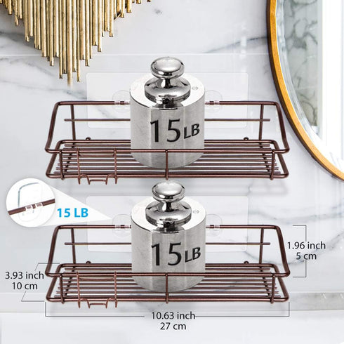 Nieifi Shower Caddy Shelf with Hooks Storage Rack Organizer Adhesive Stainless Steel without Drilling for Bathroom, Lavatory, Washroom, Restroom, ...