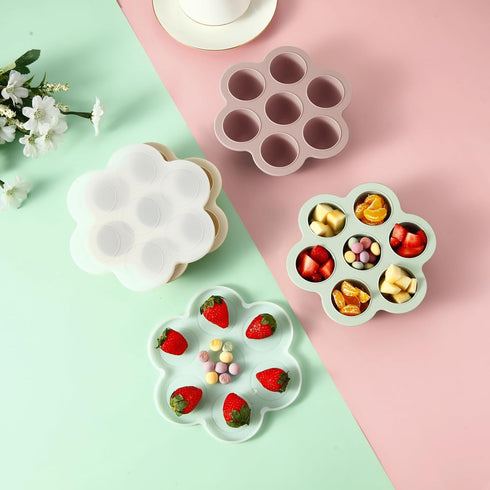 PandaEar 3 Pack Baby Food Freezer Tray with Lids, Silicone Baby Fruit Food Feeder Teether Tray, Baby Food Storage Container Ice Cube Tray Maker fo...