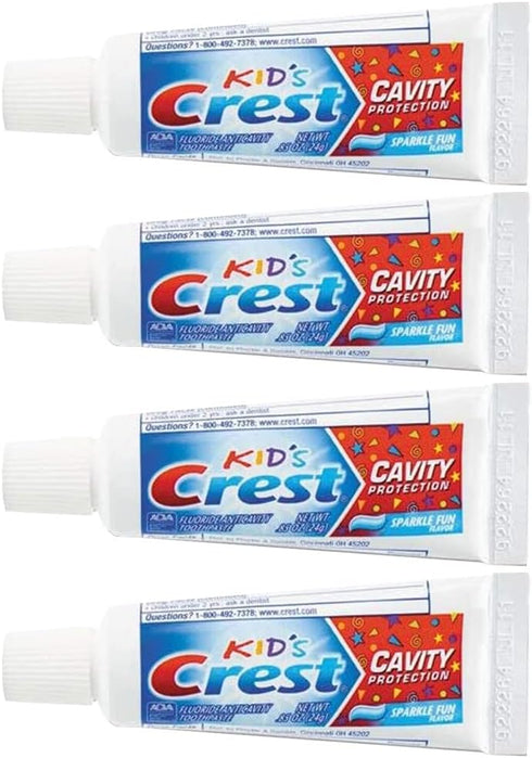 Crest Kids Cavity Protection Toothpaste, Sparkle Fun, Travel Size 0.85 oz (24g)- Pack of 4...