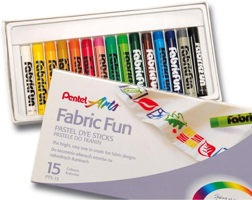 Pentel Arts Fabric Fun Pastel Dye Sticks, 15 Color Set (PTS-15)...