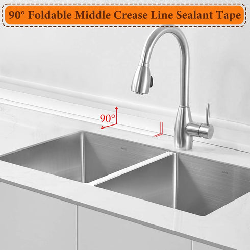 White Caulk Tape Waterproof Self Adhesive, 2 Rolls Toilet Caulk Sealant Tape,Bathtub Caulk Sealing Strip Tape for Kitchen,Bathroom Caulking Tape,F...