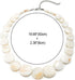 White Circle Disc Mother of Pearl Beads Chain Choker Collar Statement Necklace, Party Event, Unique...