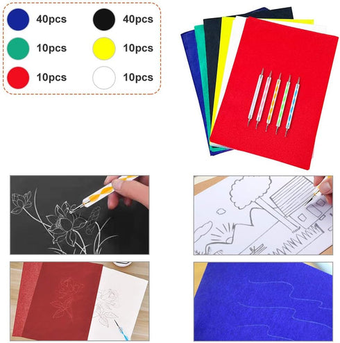 120pcs A4 Transfer Paper with 5pcs Embossing Stylus,Tracing Paper Copy Paper Carbon Water-Soluble Transfer Paper for Transfer Pattern on Fabric,Wo...