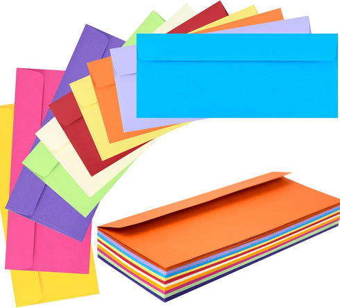 Ten Colors #10 Envelopes 50 Count Self Seal Envelopes for Business,Invitations Windowless Business Envelopes,Horchen...