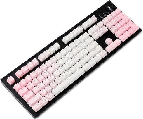 YMDK Double Shot 104 Dyed PBT Shine Through Keyset OEM Profile Keycap Set for Cherry MX Switches Mechanical Keyboard 104 87 61,Pink White Gradient...