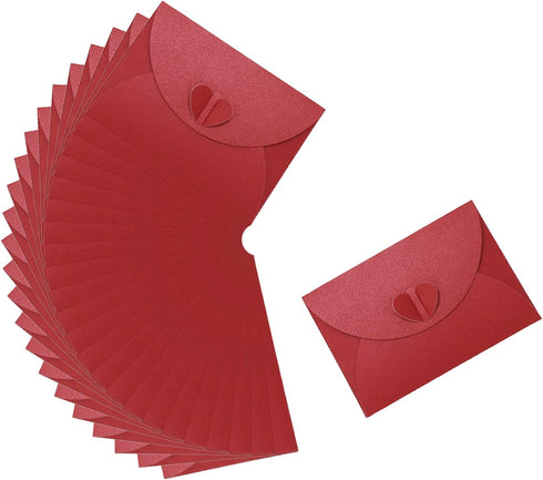 Red 24 Pack Heart Clasp Tiny Items Storage Cute Present Card Holder,Paper Envelopes,Envelopes for Invitation Gift Card Envelopes...