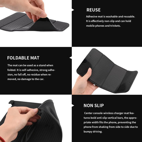 Model 3 Wireless Charger Pad, Center Console Anti-Skid Pad Cover, Non Slip Dashboard Wireless Charging Mat, for Wireless Charging Pad(Black)...