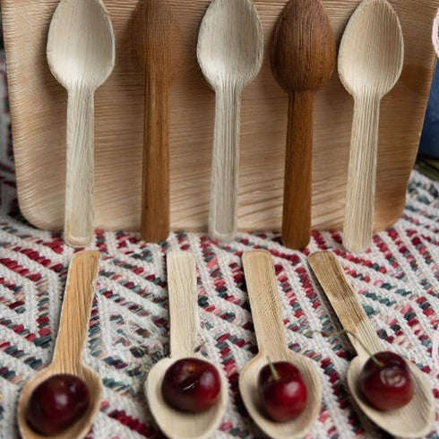 Palm Leaf Spoons 6 Inches (50 Count) | Bamboo Spoons like Natural Eco-friendly Compostable Disposable Cutlery Alternative to Plastic Spoons for We...