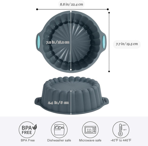Silicone Charlotte Cake Pan, Non-Stick 8-Inch Food Grade Silicone Cake Mold for Baking Cheese Cake, Chocolate Cake, Rainbow Cakes, and More...