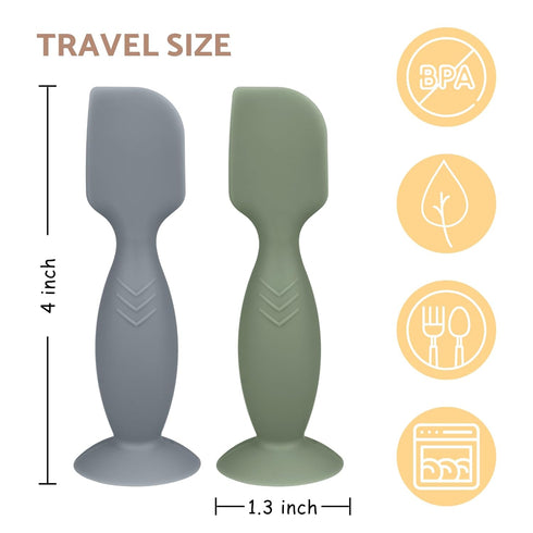Diaper Cream Applicator Set - Soft Silicone Baby Butt Brush with Suction Base, Baby Butt Spatula, Mini Size, 4 Piece - Newborn Baby Essentials (Sa...