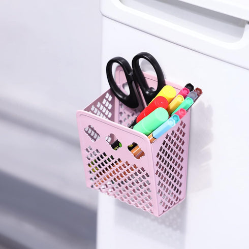 Magnetic Pencil Holder - Magnetic Locker Organizer, 1 Pack Pen Holder Locker Accessories for School and Office (1 Basket Pink)...