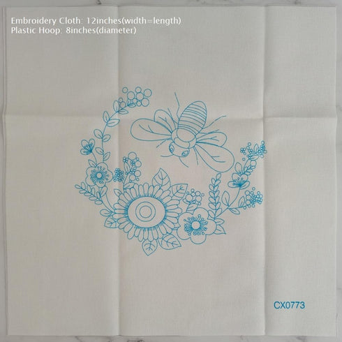 Esffaci Embroidery Starter Kit for Adult Beginner with Bee Flower Pattern Hand Embroidery Set with Embroidery Cloth Hoop Needle Threader Embroider...