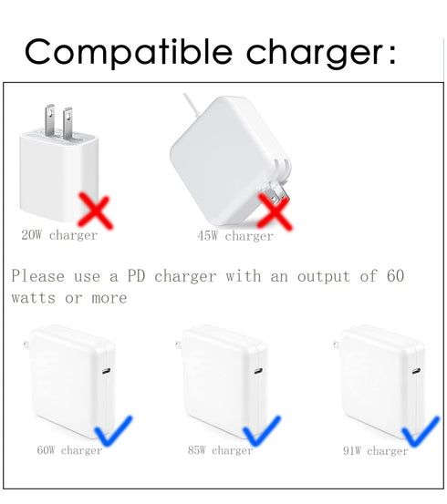 AJJ USB C to 1-Generation Magnetic Charging Cable 60W L-Tip Magnetic Head compatible with Macbook Air Pro 2006-2012...