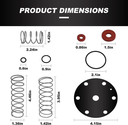 3/4"-1" Backflow Preventer Rubber and Springs Repair Kit, for Zurn Wilkins 975XL and 975XL2 Backflow Preventer...
