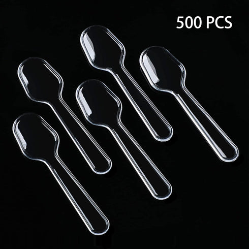 500 Pcs Disposable Clear Plastic Mini Spoon Best for Jelly Pudding Yogurt Ice Cream Desert Cake Appetizer Party...