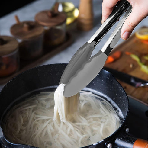 Small Serving Tongs with Silicone Tips 7 Inch Mini Stainless Steel Food Tongs, Set of 3 (Gray)...