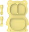 Silicone Baby Feeding Set Foldable, Portable Baby Led Weaning Supplies With 1 Pack Divided Plate, Spoon and Fork Baby Tableware Set for 12 Months...