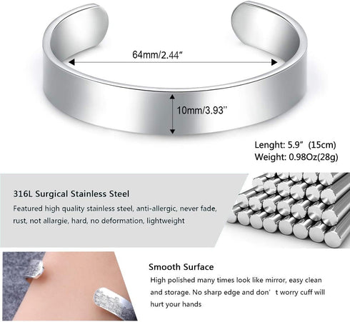 Sunflower Jewellery Daughter Mother Gift Bracelets Wide Cuff Bangle Inspirational Bracelets for Women Mom Personalized Message Engraved Cuff To My...